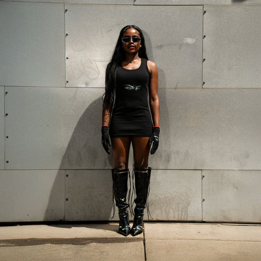 Ribbed Mini Dress Tank - Black