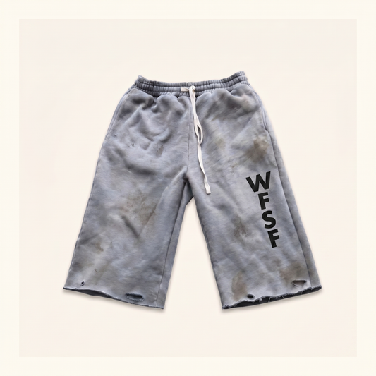Grey Army Cutoff Shorts front mockup