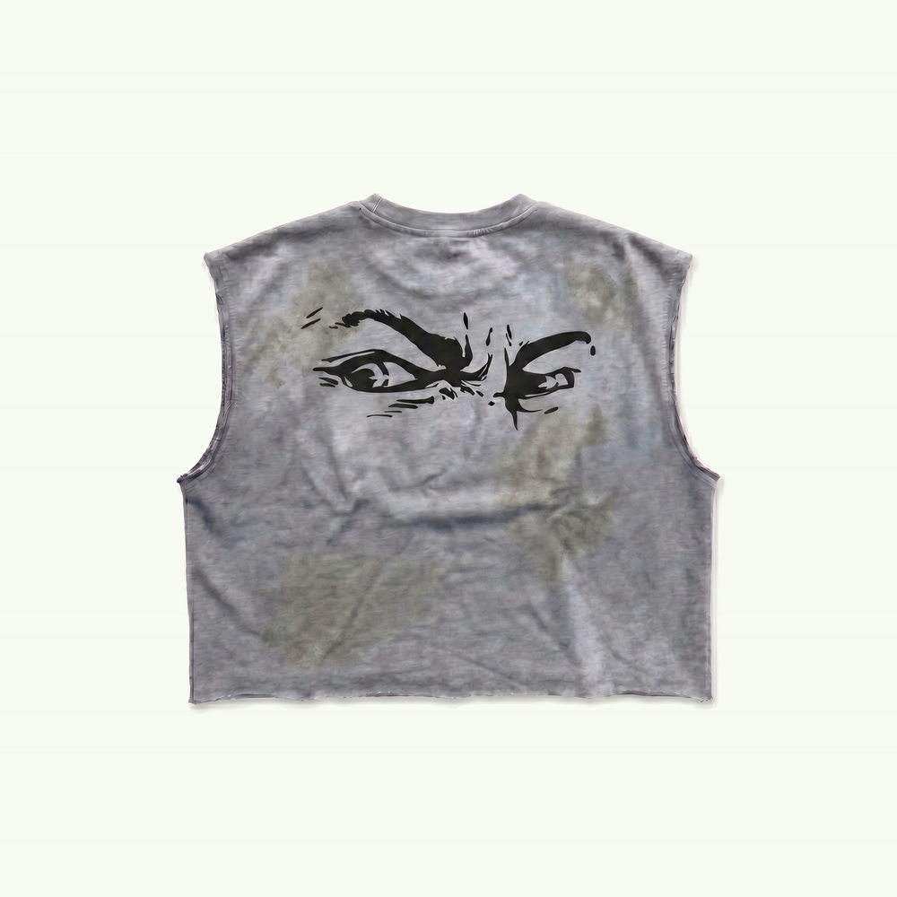 Grey Army Cutoff Top — view 2