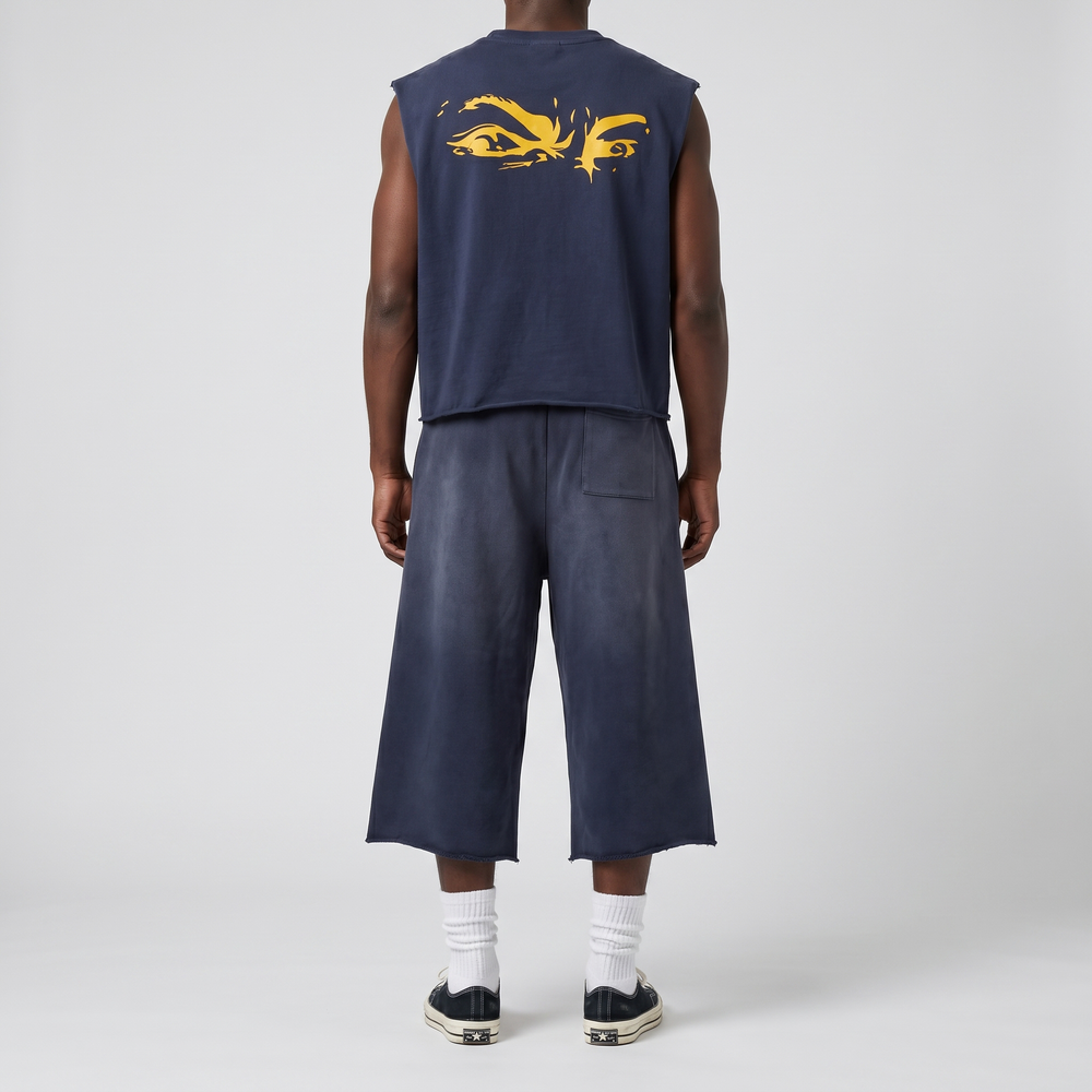 Navy Cutoff Shorts — view 3