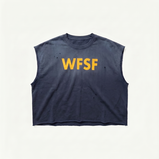 Navy Cutoff Top front mockup