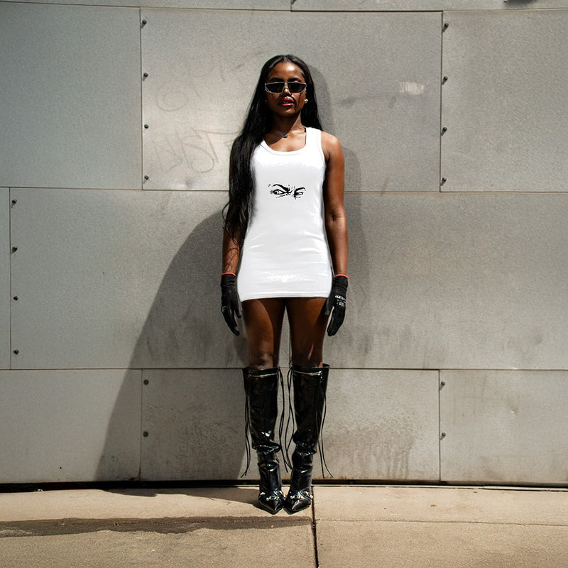 Ribbed Mini Dress Tank - White – WFSF